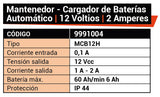 Cargador mantenedor bateria 9991004 12v 2A.