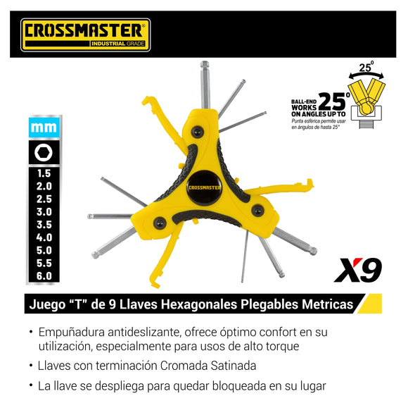 Llave allen 9 piezas 1,5 a 6mm Std. 9942944 tipo T