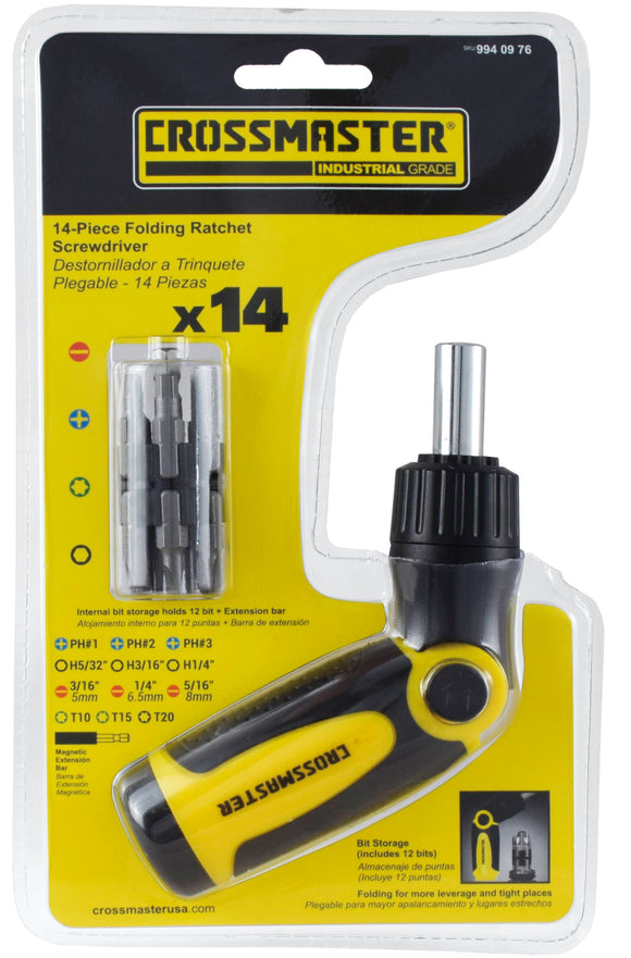 Destornillador trinquete plegable 14 piezas 9940976